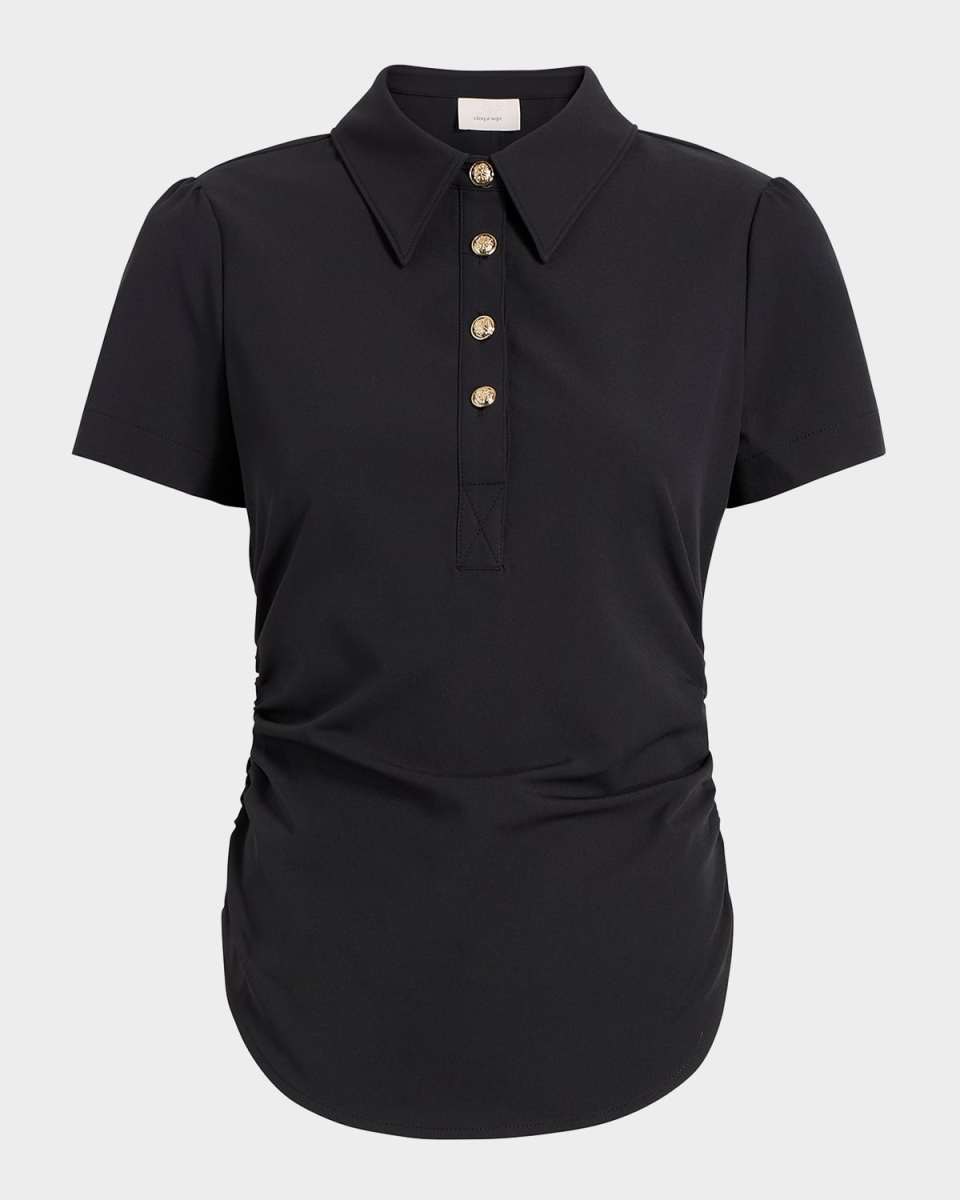 Milos Ruched Short-Sleeve Polo Top